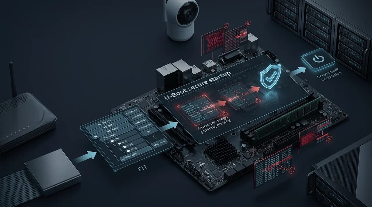 U-Boot bootloader security vulnerabilities affecting firmware image parsing before signature verification